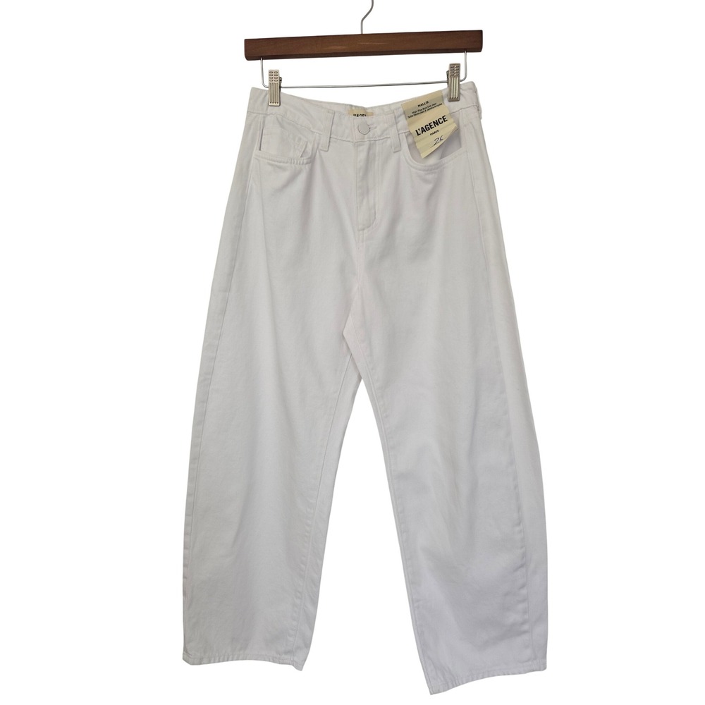 L'AGENCE Mallis High Rise Bow Leg Jean Women 26 White NWT $305 2987KDW
